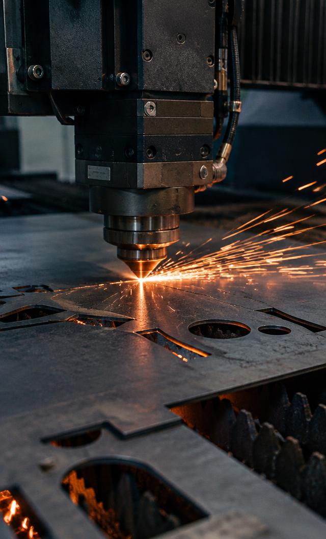 Laser cutting steel sheet